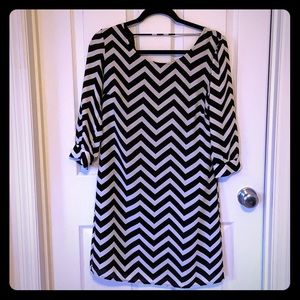 Black and white chevron dress